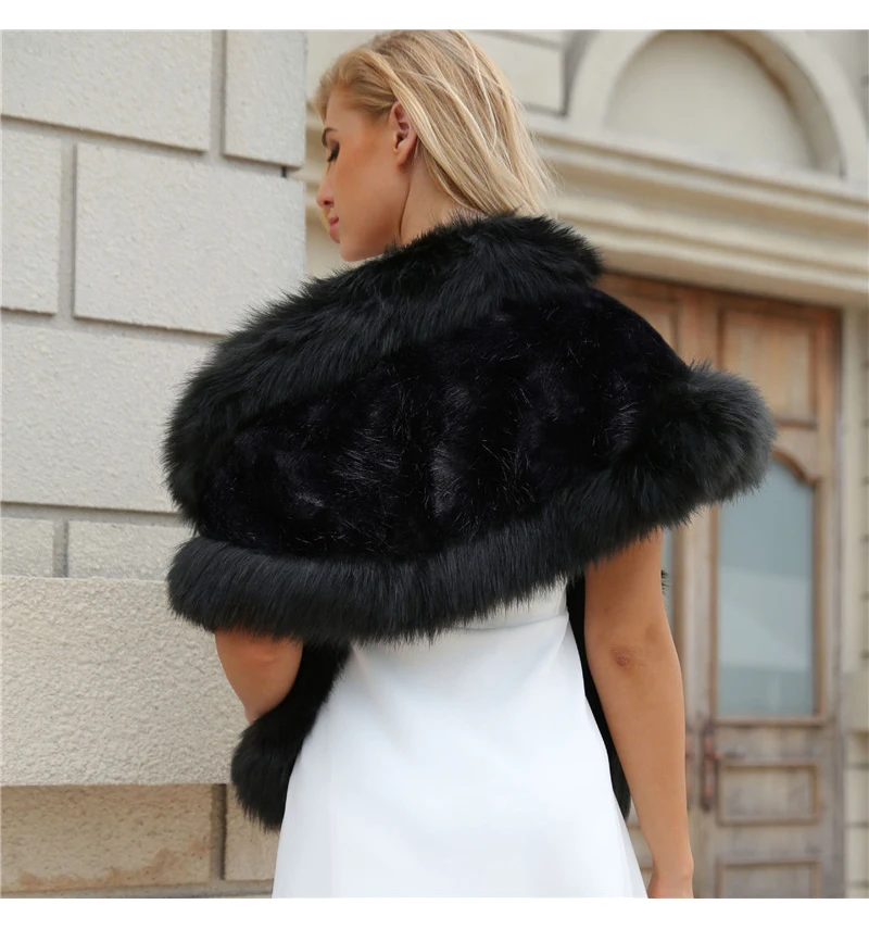 2018 fashion Europe and America party fox fur grass shawl atmosphere elegant noble imitation fur plush shawl (3)