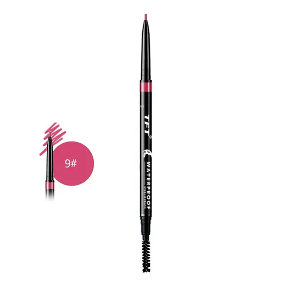 Double-end Lip Liner Eyebrow Pencil Waterproof Smudge-proof Easy To Color Eyebrow Pencil Lip Liner With Eyebrow Brush - Цвет: JG0337A9