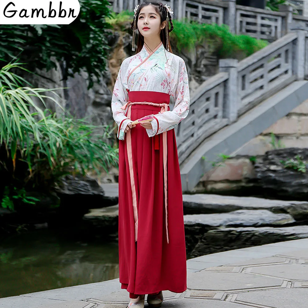  Chinese Traditional Dress Female Chinese Oriental Dresses Han Dynasty Vintage Dress Long Sleeves Im