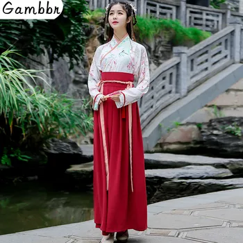 

Chinese Traditional Dress Female Chinese Oriental Dresses Han Dynasty Vintage Dress Long Sleeves Improve Ancient Hanfu Clothing
