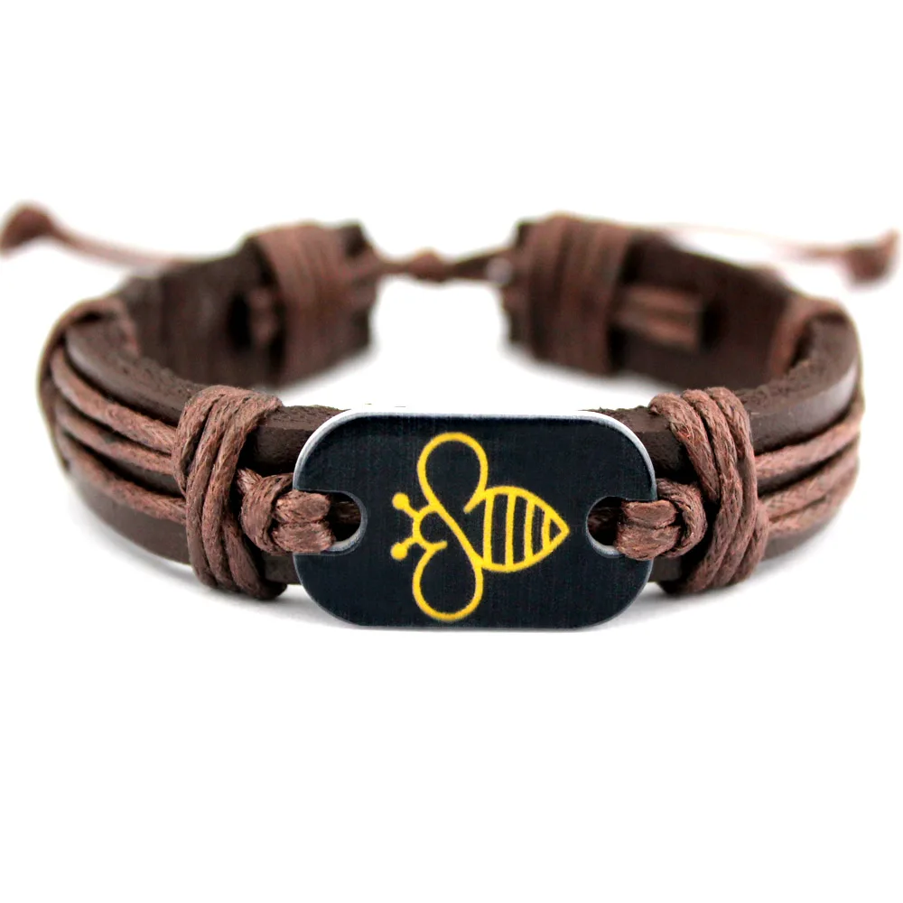 Turtle Tortoise Bee Honeybee Charm Leather Bracelets Women Men Unisex Jewelry Christmas Gift leather bracelets