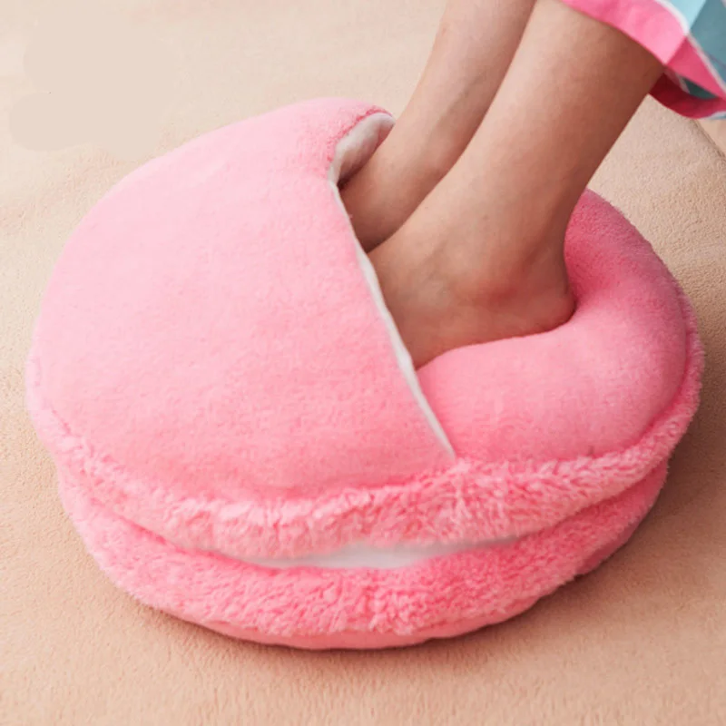 Creative Macaron Plush Foot Warmer Winter Feet Warmer Slippers Sofa