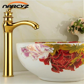 

Basin Faucets Golden Copper Mixer Taps Single Hole Sink Faucet Washbasin XT802