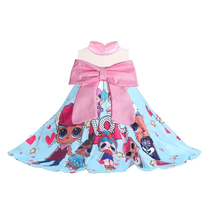 

2019 New LOL doll Transparent net girls dress sleeveless cartoon flower girl princess dress big eye doll show costume 3-8 Years
