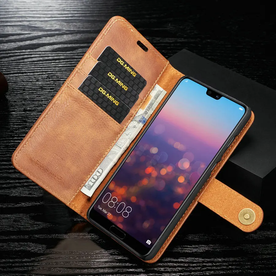 

DG.MING Magnetic 2 in 1 Wallet Case For Huawei P20 Pro Luxury Detachable Leather Cover+Back Case For P20 Lite With 3card holders