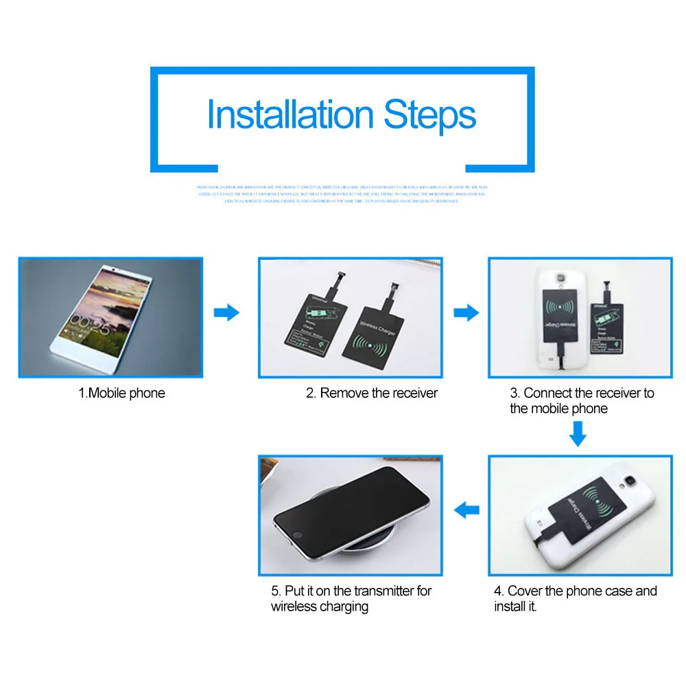 Беспроводная зарядка iphoneQi беспроводной приемник зарядного устройства Зарядка для iPhone 5 7 6 Plus телефон универсальный для samsung Xiaomi huawei Micro usb type-C