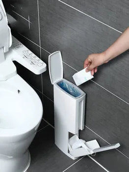 

Free trash bags + Narrow seam toilet brush trash can paper basket integrated suit bathroom toilet free punch cleaning brush