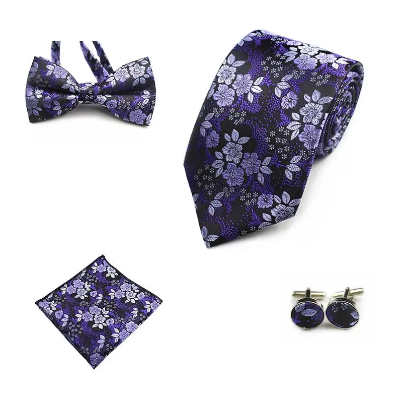Ricnais 4 шт галстук набор мужской галстук-бабочка и носовой платок галстук-бабочка Запонки 8 см галстук шелк Галстуки для бизнеса Свадебная вечеринка Hombre - Цвет: 12