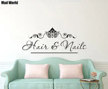 

Mad World-Personalised Name Beauty Hair Salon Shop Wall Art Sticker Wall Decal Home DIY Decoration Removable Decor Wall Stickers