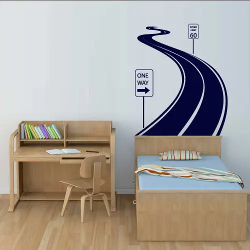 

Wall Decal Road Track Car Band Traffic Sign Nursery Kids Gift free shipping