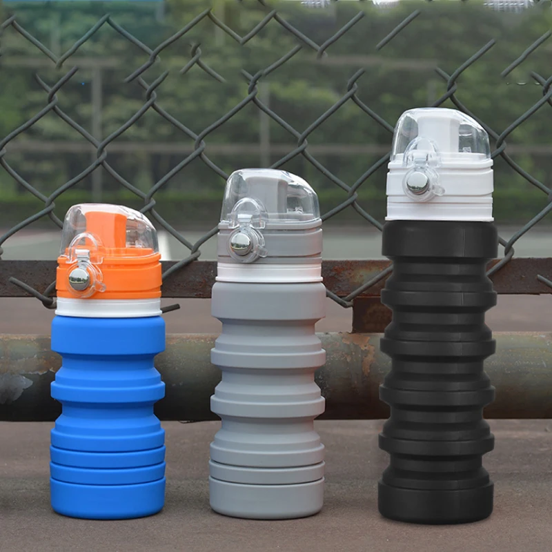 

500ml outdoor travel foldable bottle silicone high temperature retractable large capacity kettle travel hiking portable bottle