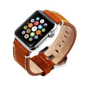 

38/42mm Apple Watch Band for Series1,2 Genuine Leather Band Men Dress iWatch Strap Replacement Strap with Metal Adapter Brown
