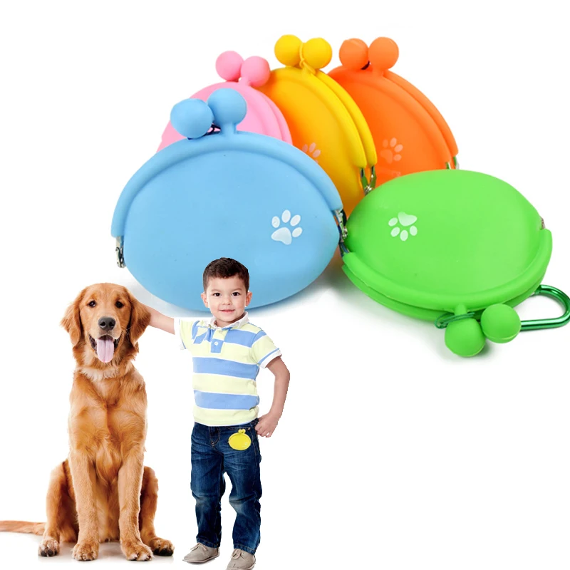 Cute Pet Dog Treat Pouch Portable Silicone Travel Bowl Food Storage Bag