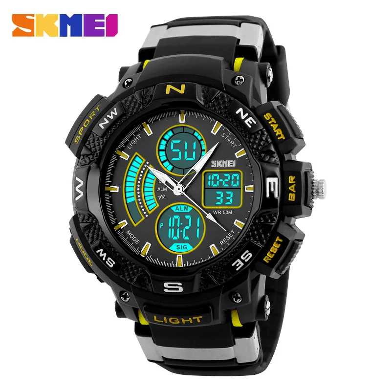 

Skmei 1211 New Men Sport Watch Big Dial Digital Watches Double Display Stop Watch Back Light Chronograph Alarm Wristwatch