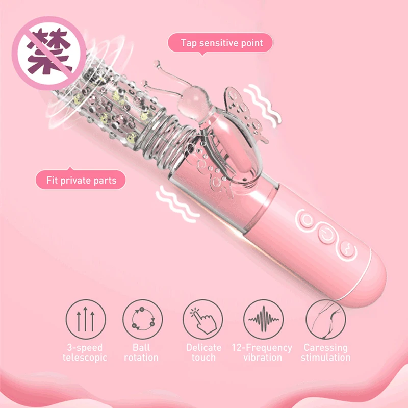 Вибратор BODYPRO в виде кролика бабочки с телескопическими бусинами точка G