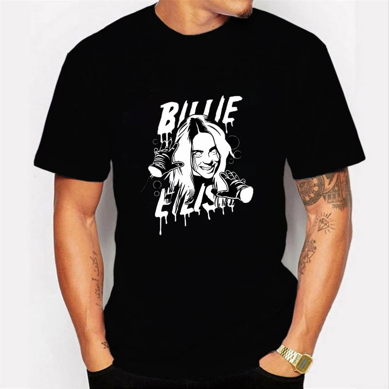 

Billie Eilish Prints Men's T-Shirt Fashion Clothing Summer Casual T Shirts O-Neck Harajuku Oversized T Shirt Black Tops Tees