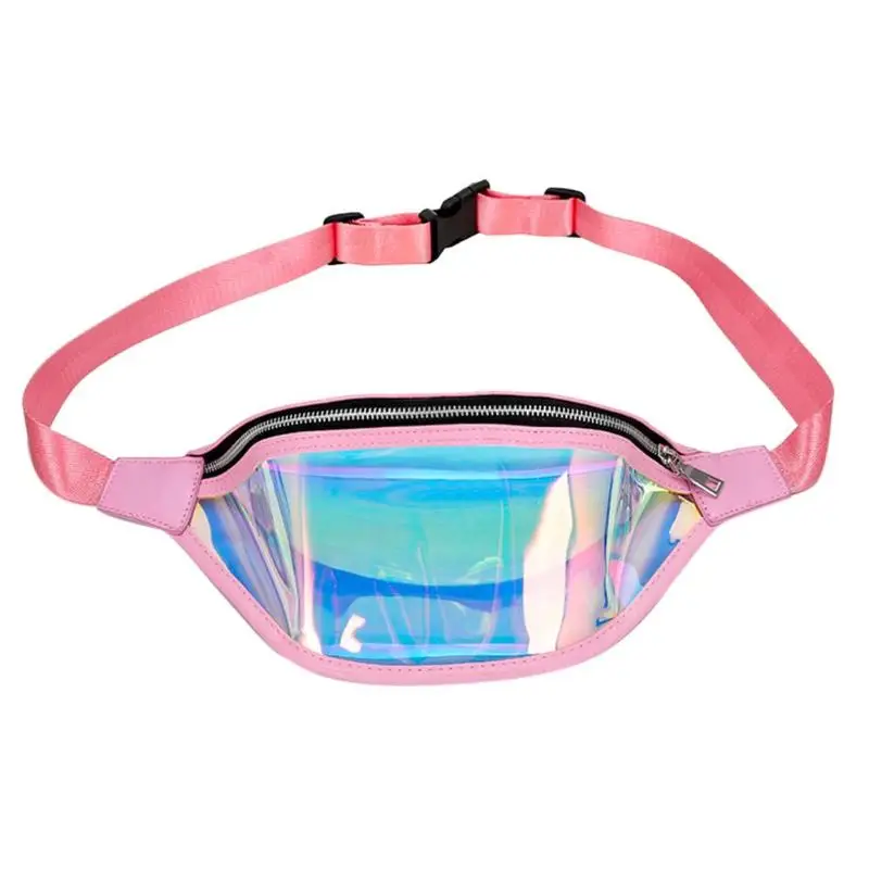 2018 модная женская ПВХ лазерная голограмма на Молнии Поясная прозрачная для девочек прозрачная сумка для телефона FannyPack светоотражающий
