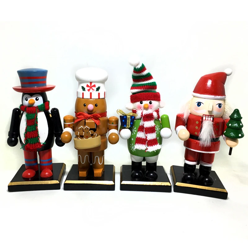 

free shipping 16cm Santa Claus Penguin Snowman Gingerbread Nutcracker Puppet Combination Children Christmas Toys Gift HT130
