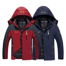 Мужские зимние водонепроницаемые треккинговые походные лыжные ползунки больших размеров 3 в 1 хлопковые уличные куртки 6XL пальто с капюшоном