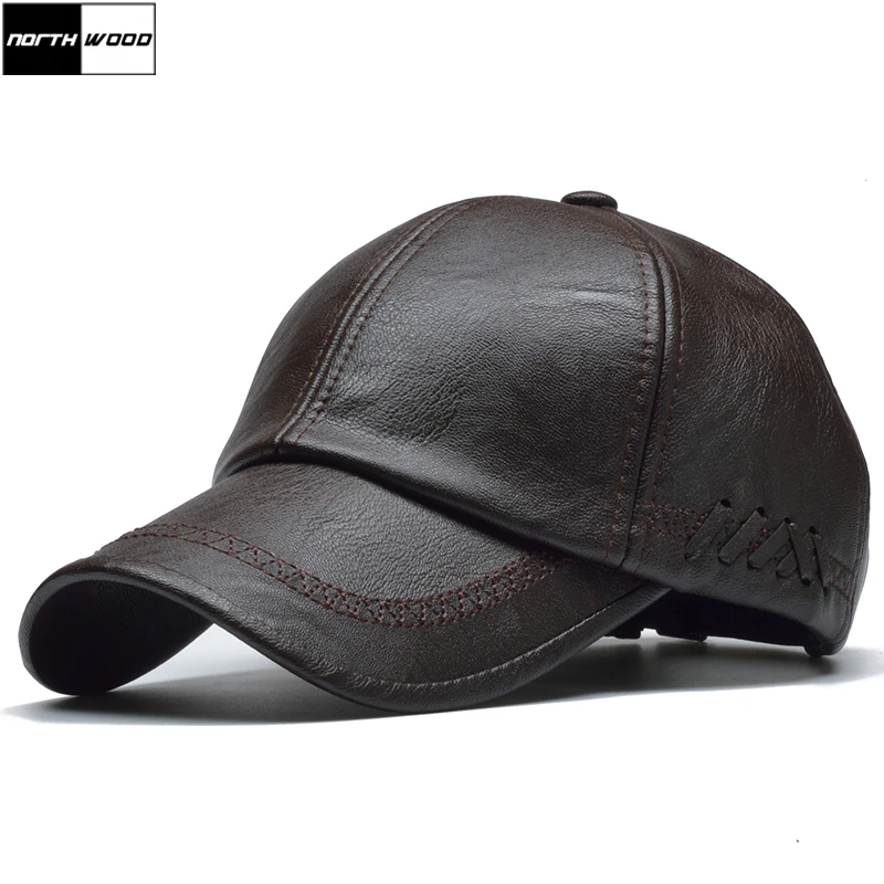 [NORTHWOOD] Высококачественная кожаная кепка для мужчин, однотонная зимняя бейсболка из искусственной кожи, брендовая бейсболка, кепка Bone Masculino, облегающие шапки