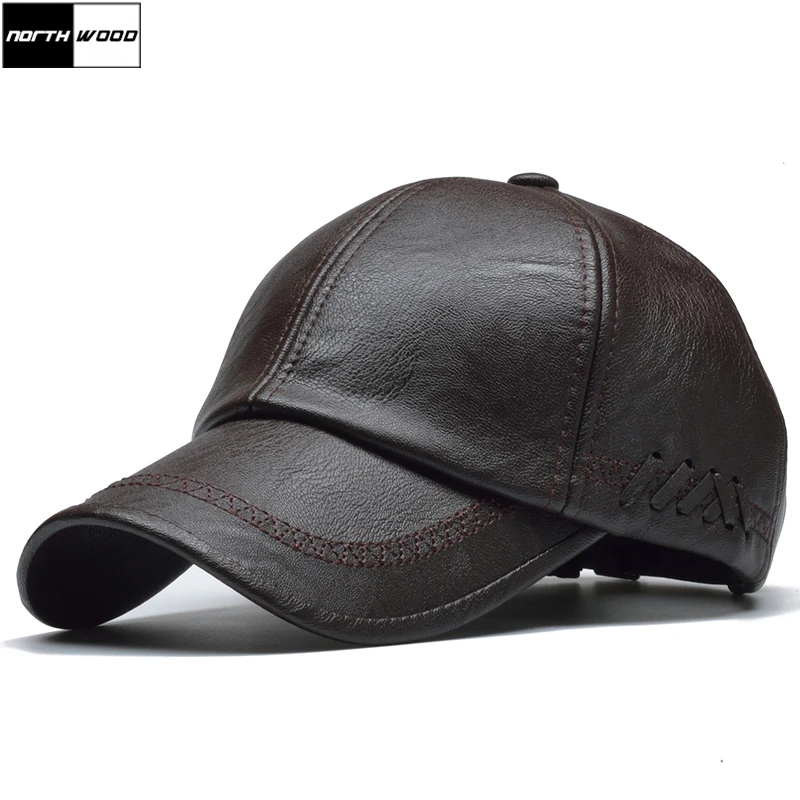 Fitted leather baseball cap