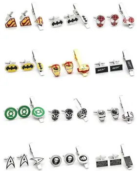 

10sets Superhero Cufflinks Tie clip sets Iron Men/Superman/Batman/Spider Man/Captain America/Star Wars Cuff links Tieclip Set