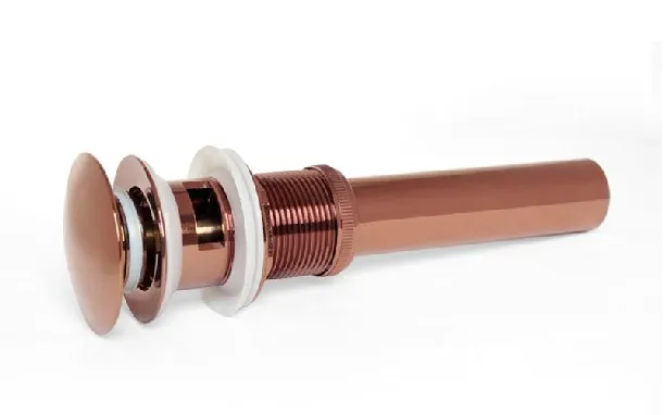 Free Shipping push down drain with overflow pop up rose gold clour | Обустройство дома