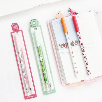 

36pcs 1711 fruit bookmark pen gel pen with refills student stationery wholesale pen pen black
