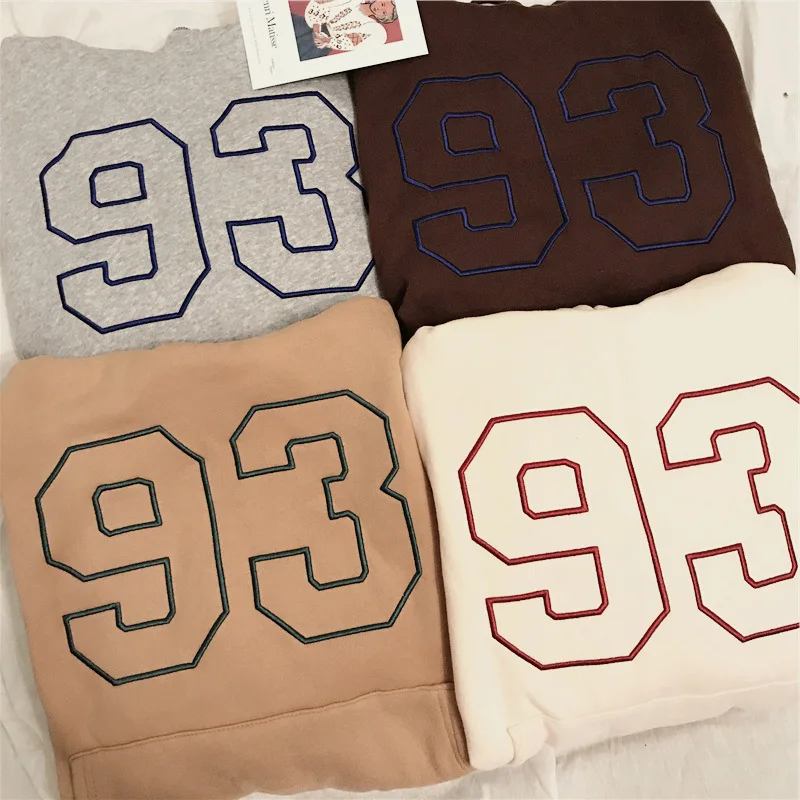Размер 93, Harajuku, Женская толстовка с капюшоном, теплая, свободная, зимняя, длинный рукав, больше размера, толстовки, цвет серый, бежевый, коричневый