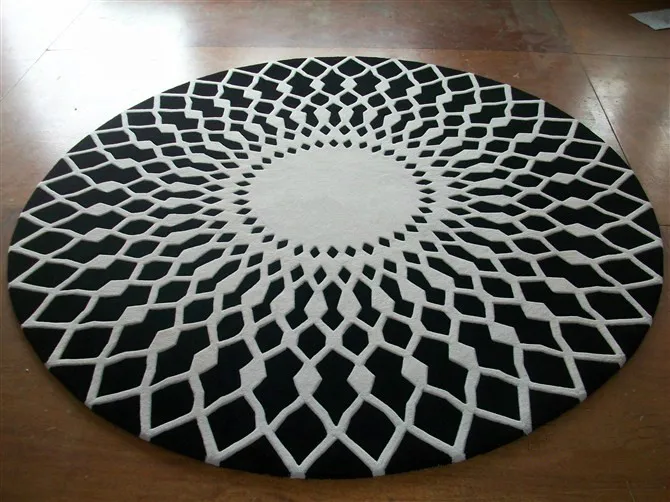 wool round large area rugs luxury prayer carpet modern black white