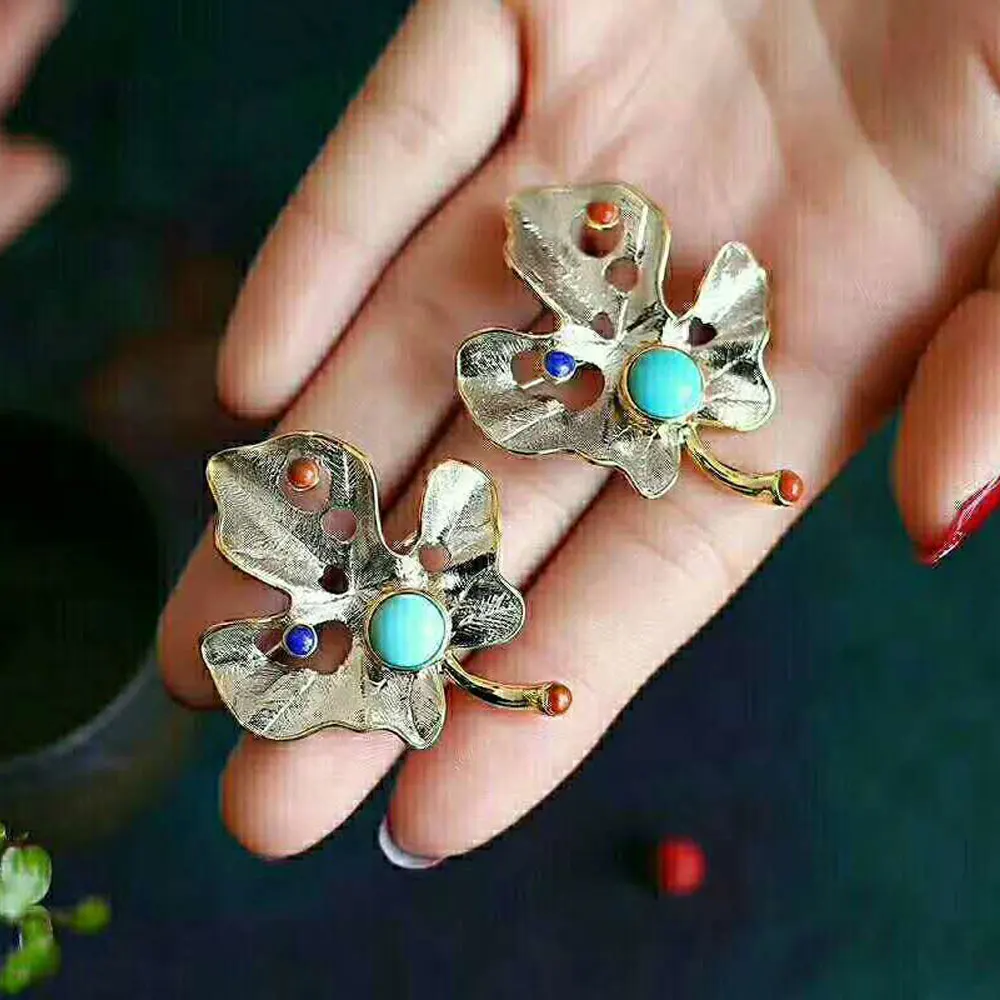 RADHORSE кулон 925 пробы серебряные ювелирные изделия Италия crafts Бирюзовая в виде кленового листа S925 серебряная брошь-подвеска два применения