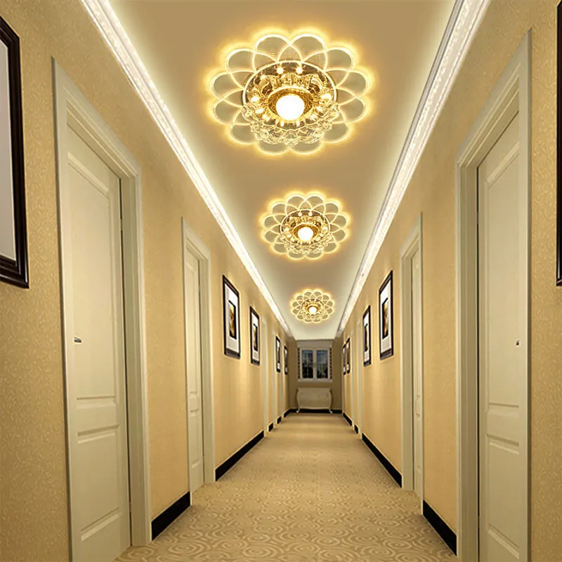 

5W Flower Crystal Flush Mounted Art Ceiling Light 4 Modes Living Room Corridor Aisle Lamp Night Lighting Home Decor