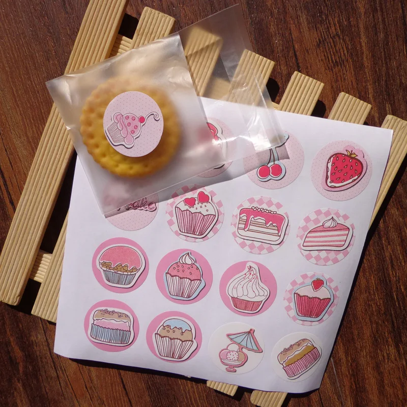

80pcs Lovely Cake Style Seal Sticker Scrapbooking Creative Gift Sticker, DIY Self-adhesive Paper Sticker Dia.3cm