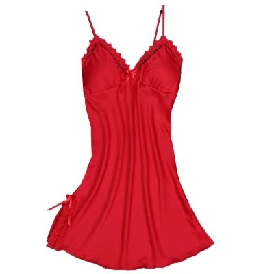 

Women Sexy Nightgown Lace Trim Lingerie Sleepwear Camisole Chemise V-Neck Home Hot Mini Dress Night Shirt Sleepwear Nightwear