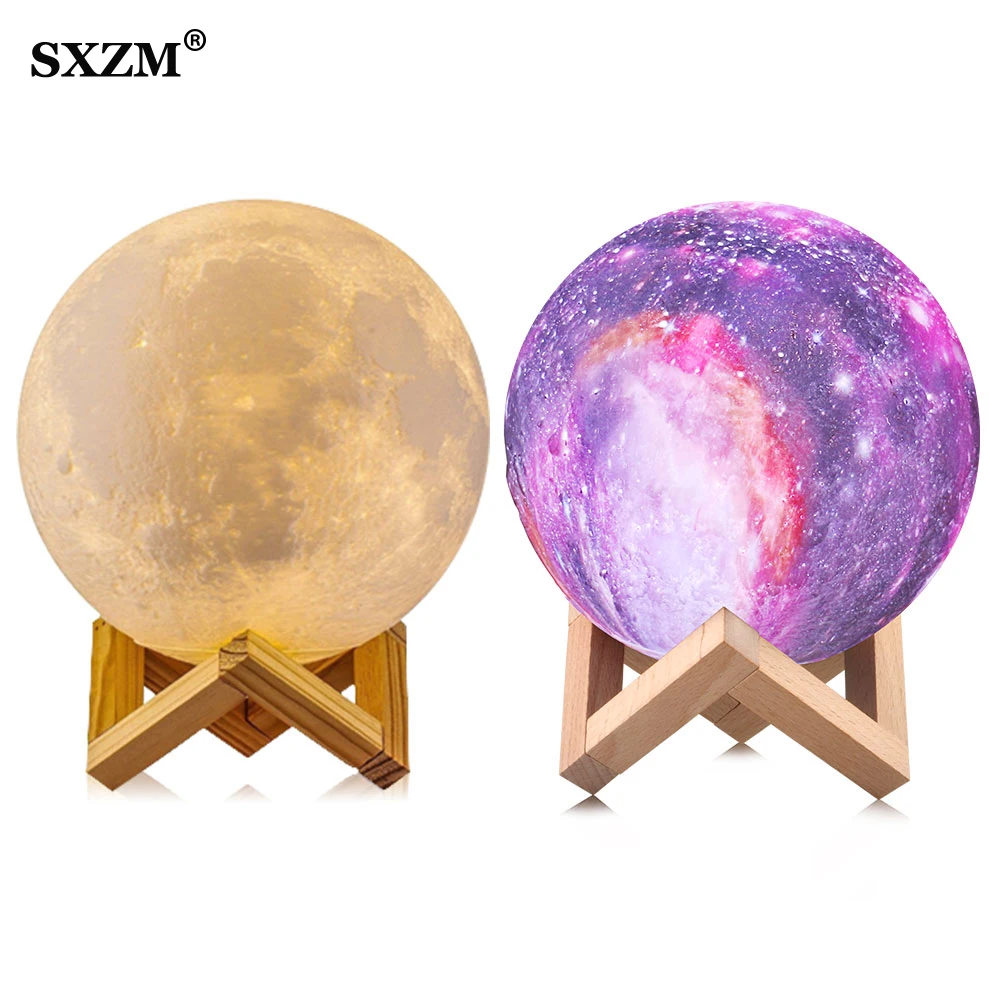  Night Light 3D Printing Moon Star Lamp Lunar USB Charging Night Light Touch Control Brightness Two  - 32827253197