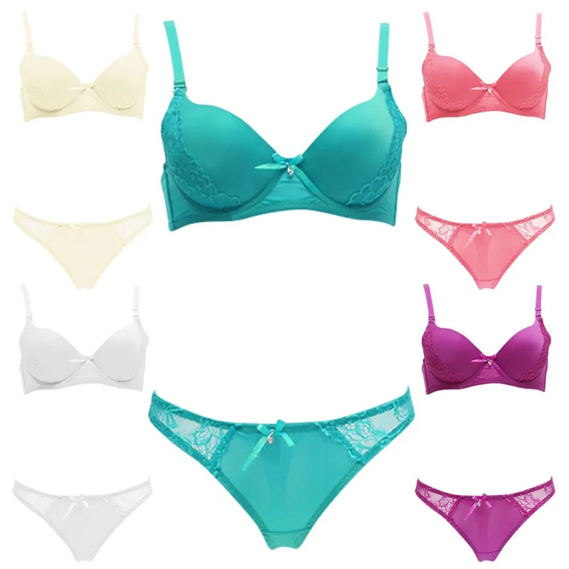 Solid Color Sexy Elegant Bra And Panty Set Women Bras Underwear Lady Push Up Bra Lingeries Bra Sets Brief Set Lingerie Set