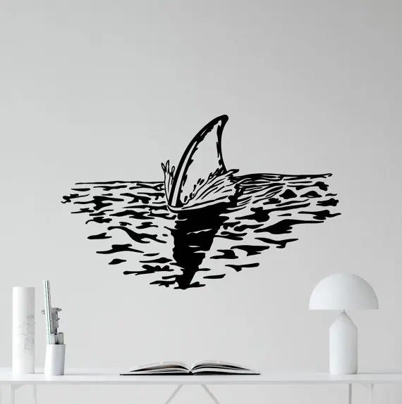

Animal Series Shark Fin Ablove The Ocean Water Sea Animals Vinyl Wall Decals Home Living Room Art Decor Removable Mural Y-948