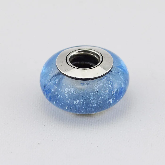 Подходит для Pandora Браслеты Золушки муранского стекла бусины с синим флюоресценом 925 стерлингового серебра амулеты