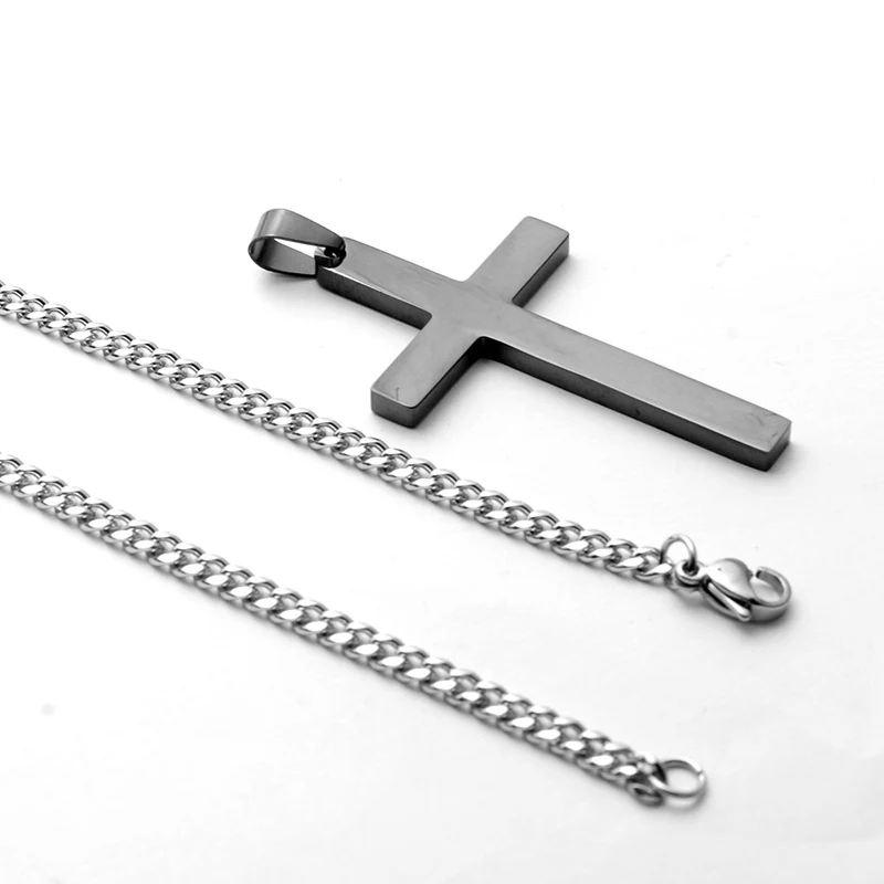 Ожерелье с подвеской в виде креста из титановой стали для мужчин и женщин, минималистичное ювелирное изделие для мужчин и женщин, колье-чокер с 60 см кубинской цепочкой