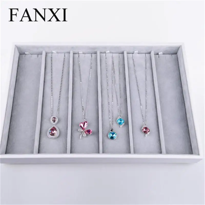 FANXI Роскошные серебристо серые ювелирные изделия Дисплей лоток серьги кольцо