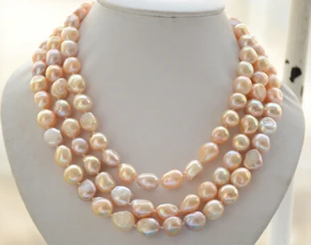 

ddh002370 3strands PINK LAVENDER BAROQUE freshwater cultured pearl necklace