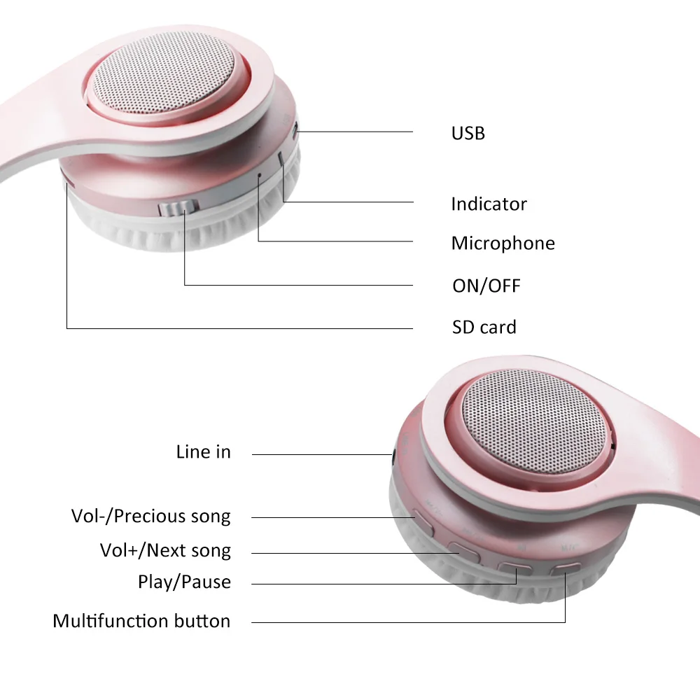 Eson стиль Bluetooth наушники беспроводные стерео Hifi Звук Музыка наушники от шума складывающиеся наушники светодиодный свет