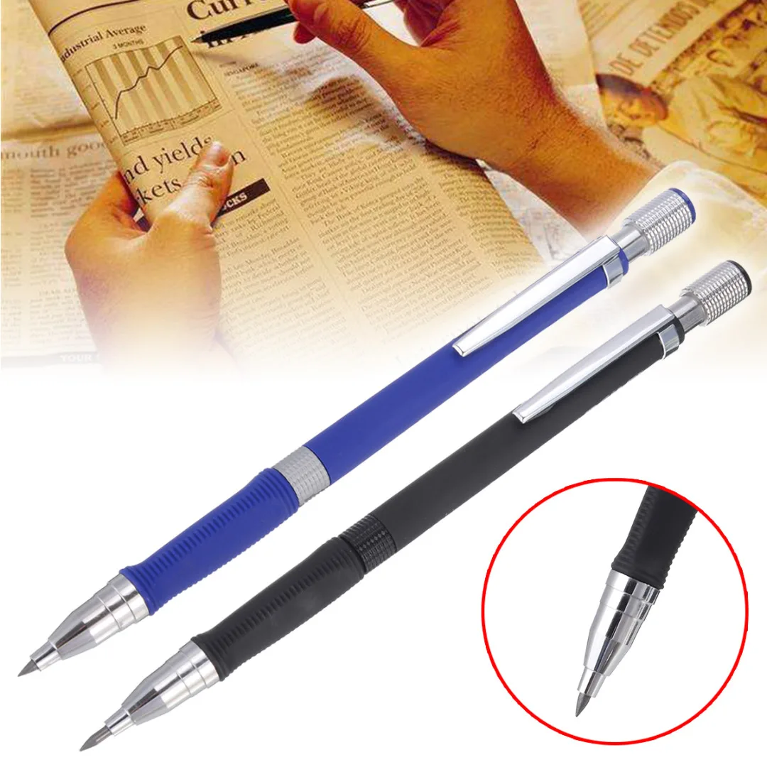 5pcs 2B Mechanical Pencil 2mm Metal Lead Holder Pen Automatic Draft Drawing Pencil Art Tool For Technical Drawing Black/Blue