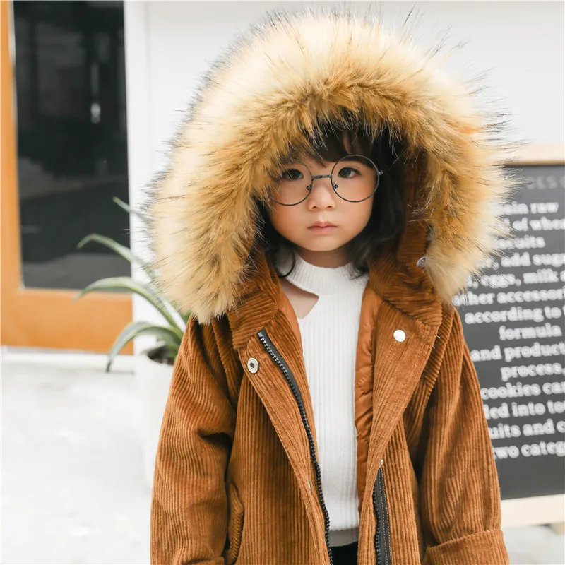 

2017 Winter New Baby Girl Big Fur Hoodis Coat Fashion Elegant Kids Girls Thick Warm Coats Jackets Children Clothing