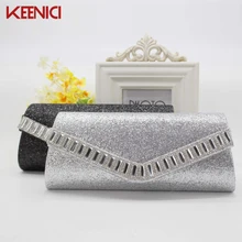 Блестящий женский вечерний клатч, стразы, роскошный женский дневной клатч, сумочка на цепочке, Свадебная вечерняя сумочка, Bolsa Mujer, серебристый цвет