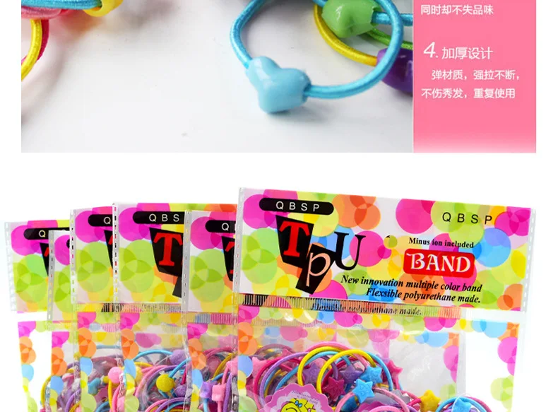 ideacherry 50 Pcs Candy Color Baby Headband Cute Cartoon Hiar TPU Ropes Girls Hair Accessories Children Elastic Hair Rubber Band