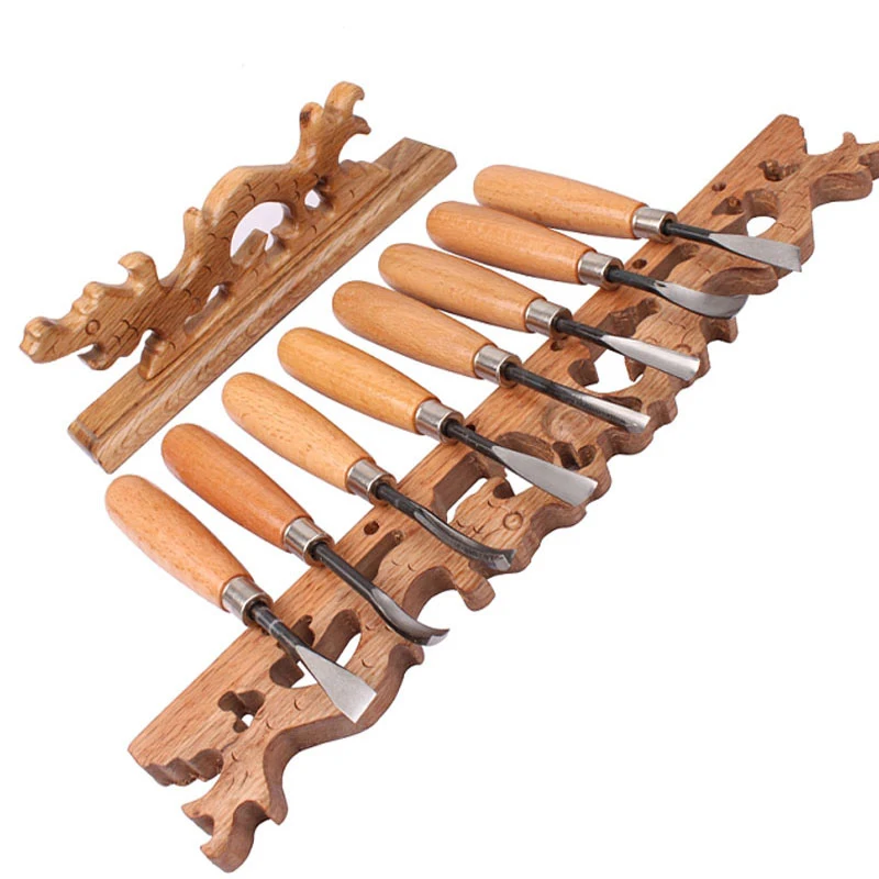 Goedkoop 8 stks set Houtsnijwerk Gereedschap Hoge Kwaliteit Diverse Beitels Sculptuur Skew Guts Houtbewerking Carving Mes Graveren Gereedschap
