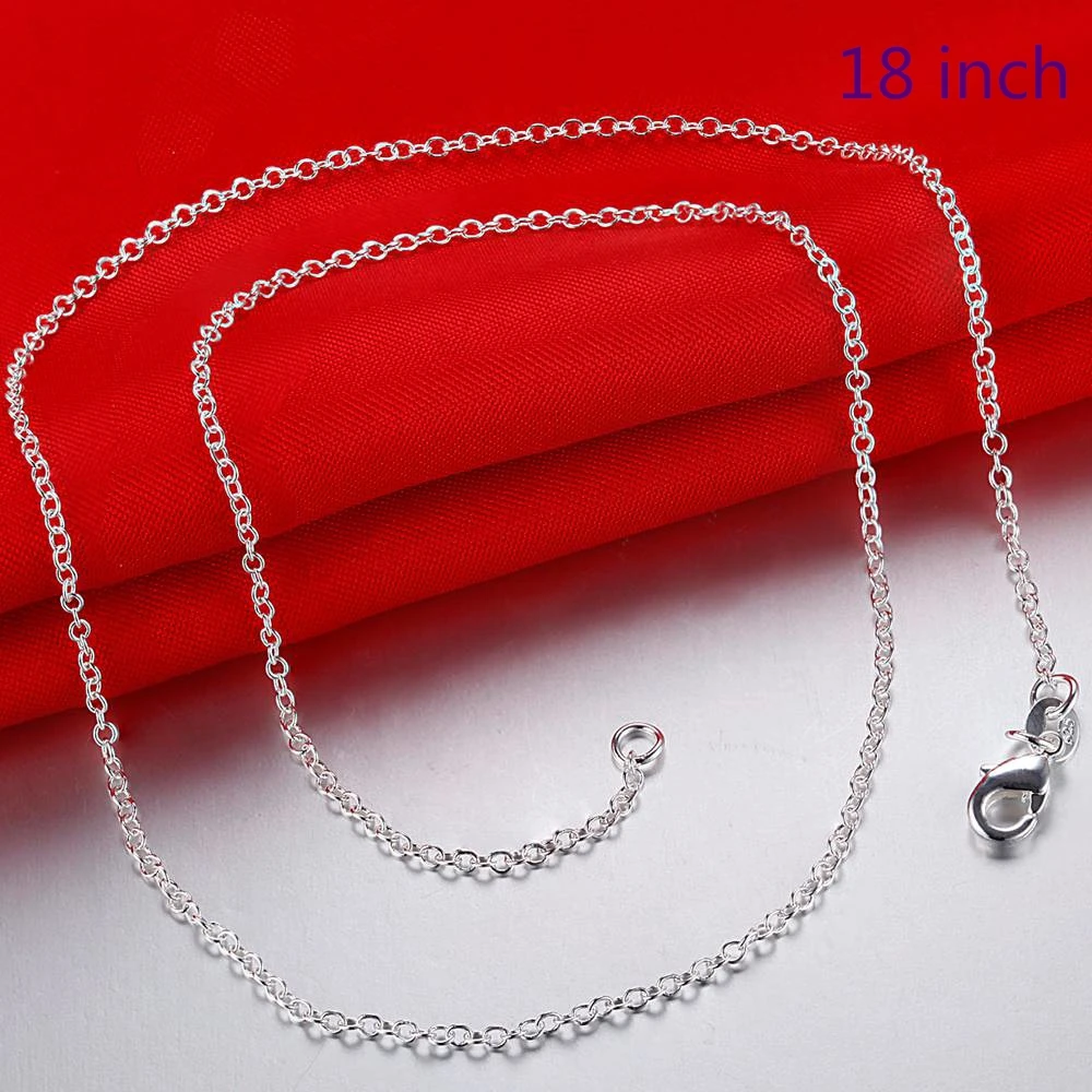 Wholesale 925 Stamped Silver Plated 1mm Chain 10 Pcs/lot Necklaces18