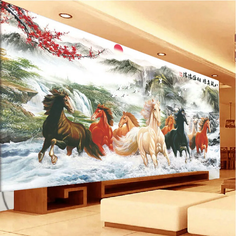 

DIY Precise Print Count Cross stitch horse Sets Embroidery painting kits Chinese Needlework Patterns Cross-Stitching Home decor