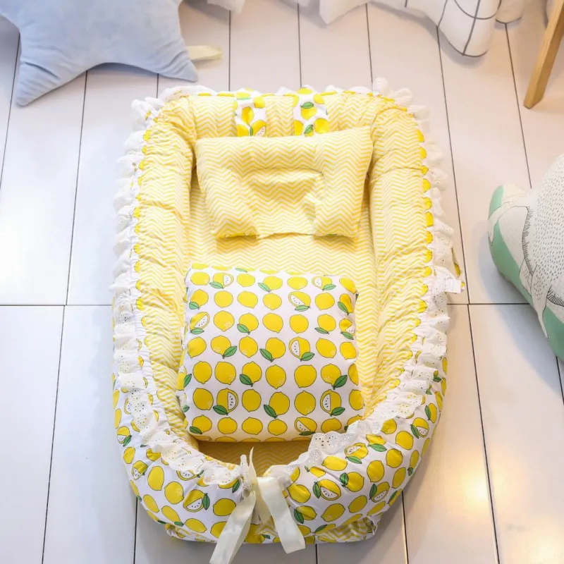 Детское постельное белье модный портативный детский матрас для новорожденных кроватки дышащее и спящее гнездо с подушкой - Цвет: Серебристый